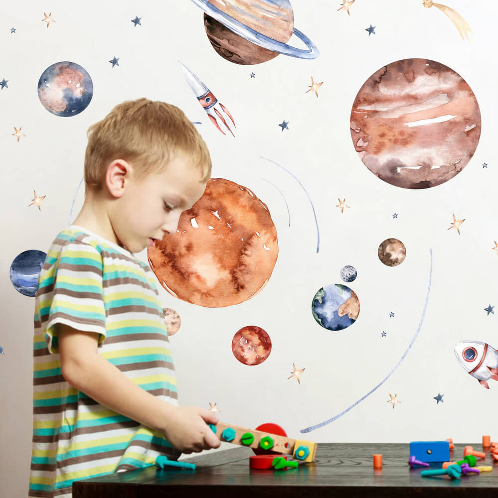 Nalepka za otroško sobo – vesolje