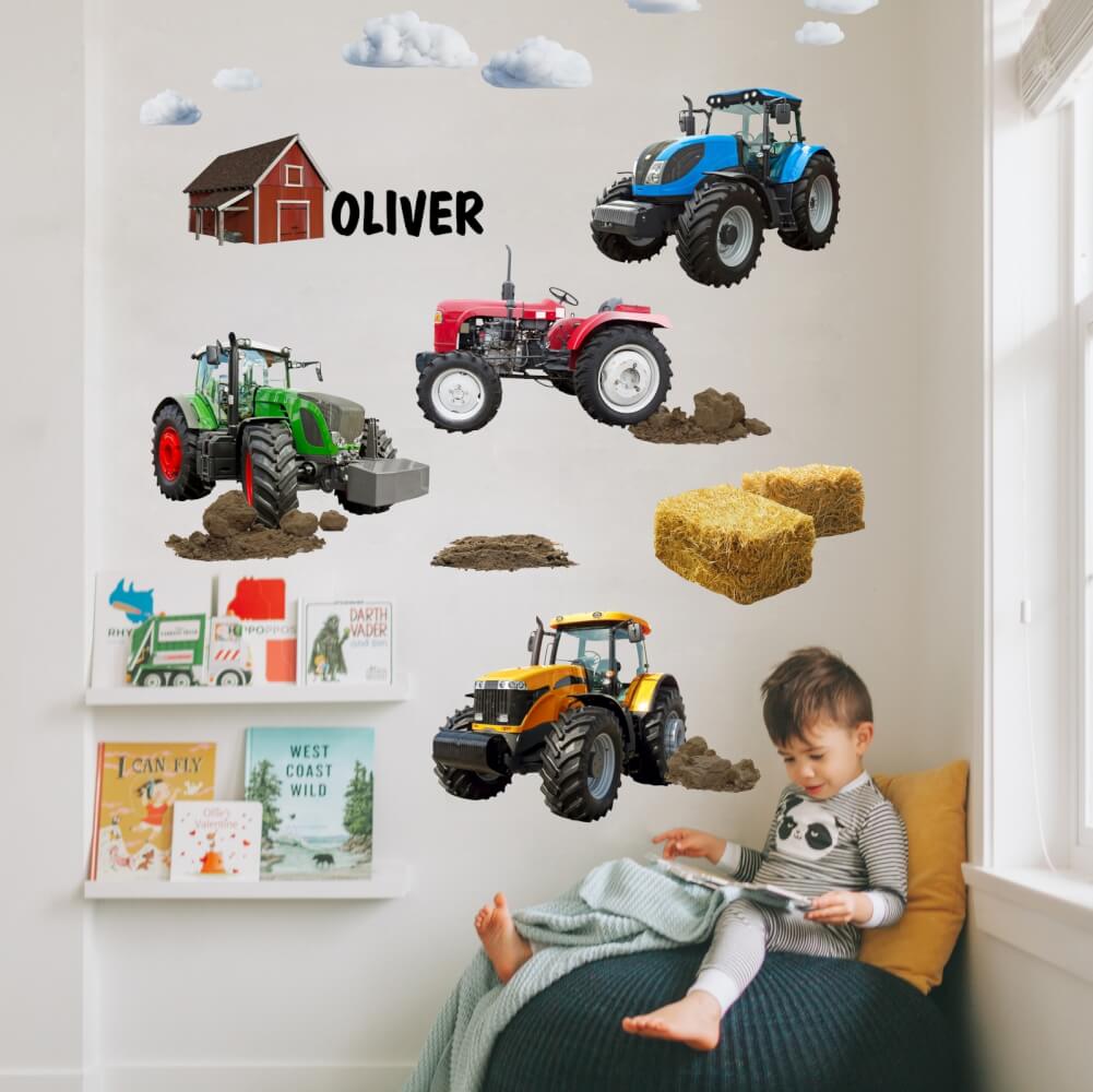 Nalepka za stene za fante - Traktorji z imenom