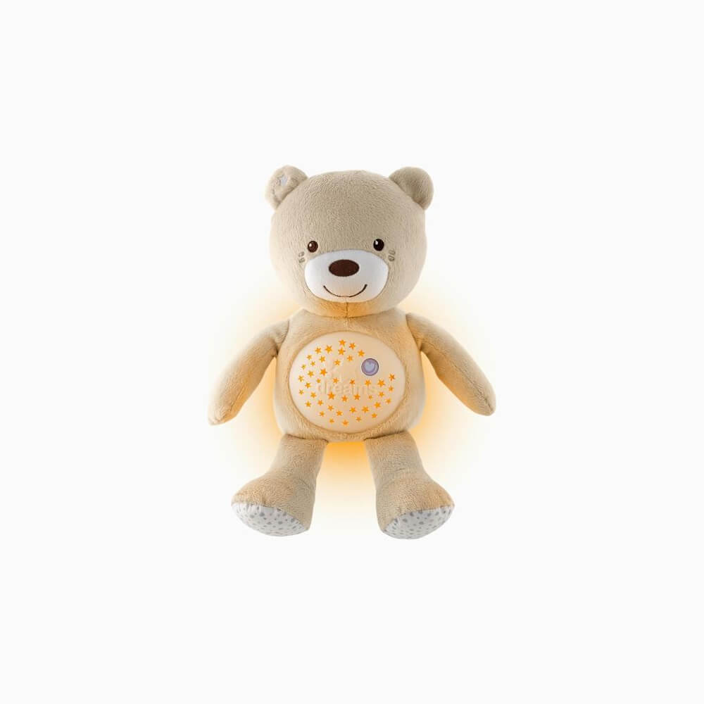 Medvedek s projektorjem in glasbo Baby Bear First Dreams - nevtralen Beige 0m+