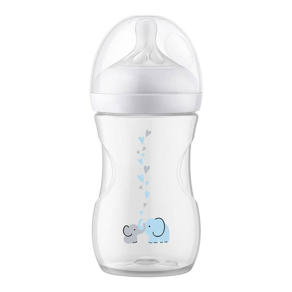 Avent Natural Response 260 ml otroška steklenička z ventilom Elephant brez zraka