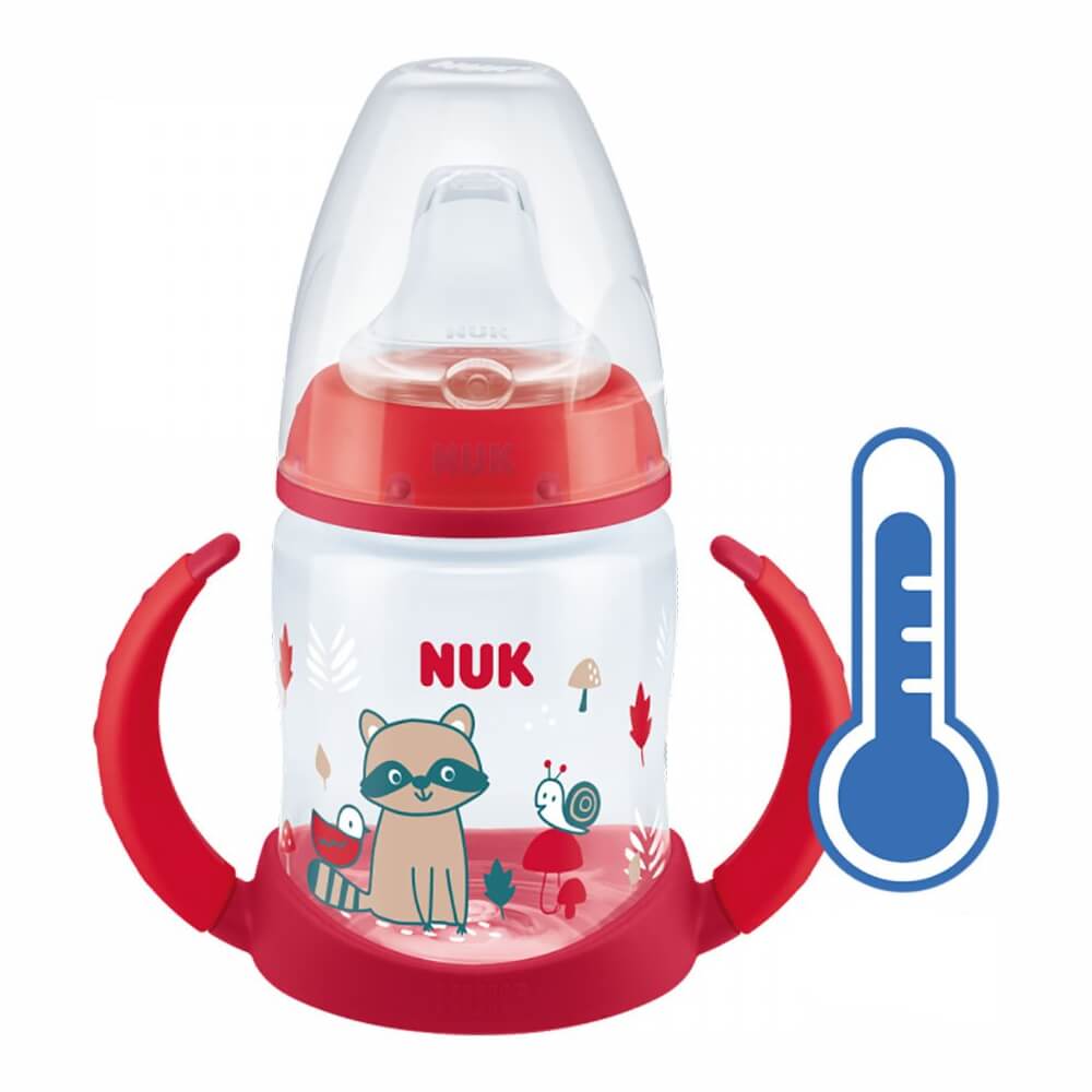 NUK Dojenčkova steklenička za učenje z uravnavanjem temperature 150 ml rdeča